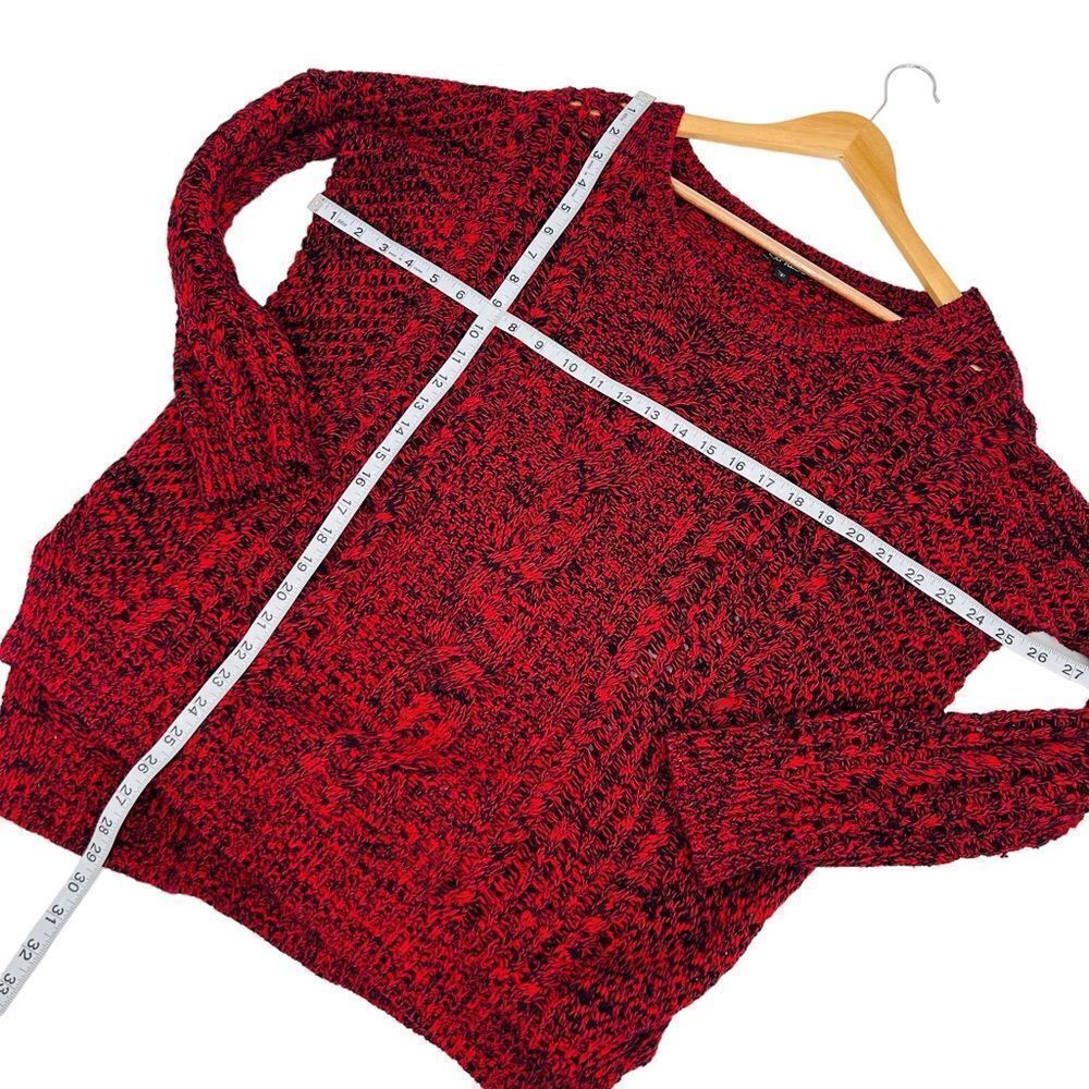 Express Red/Black Oversized Open Weave Sweater Si… - image 5